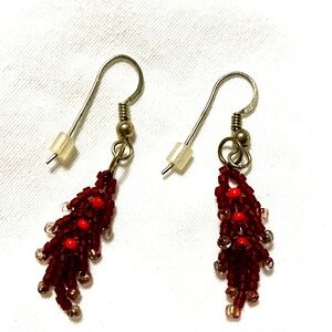 Virginia Tech Hokie earrings- Beaded Dangle Leaf Design- NEW